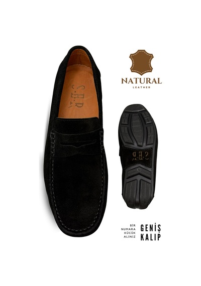 Sermoda Erkek Loafer - Hakiki Deri Rok Loafer Erkek Ayakkabı Süet Siyah