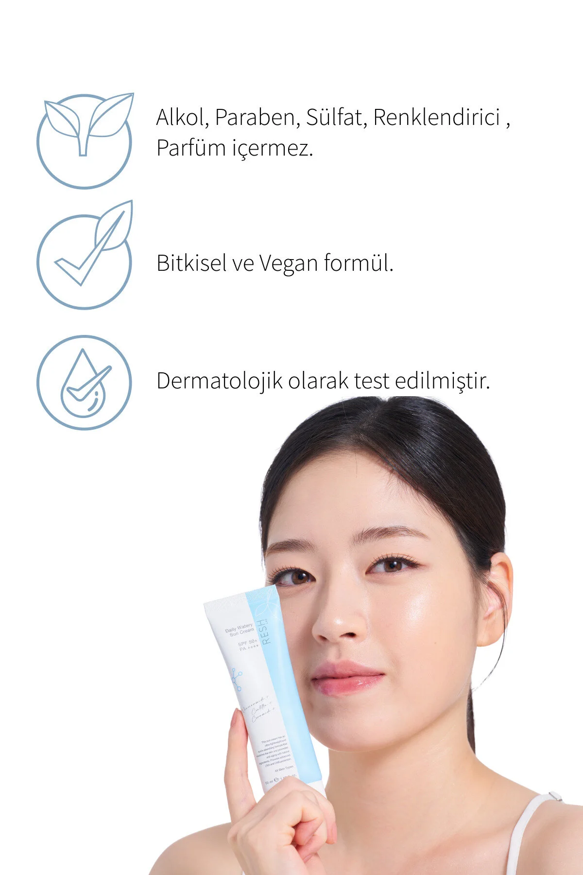 Resh Lab Daily Watery Sun Cream Spf50+ Pa++++ 50ml - Hafif Yapılı Güneş Koruyucu Krem
