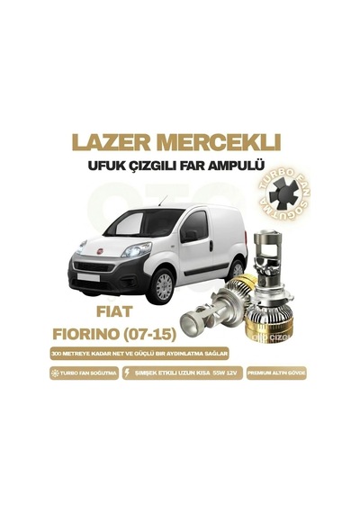 Fiat Fiorino 2007 - 2015 Mercek Led Ufuk Çizgili Far Ampulü Led Şimşek Etkili