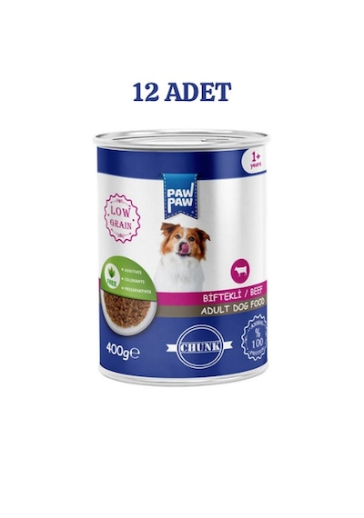 Pawpaw Biftekli Jöleli Yetişkin Köpek Maması 400 Gr X 12 Adet