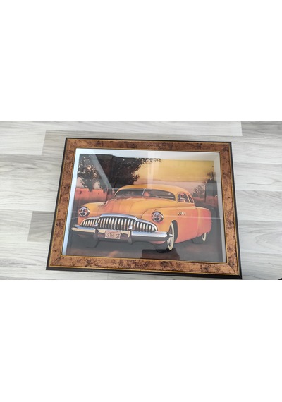Sarı Araba Nostaljik 35 X 50 Rölyef Tablo