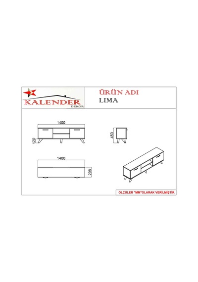 Kalender Dekor Lima Tv Ünitesi Lim04 Atlantikçam
