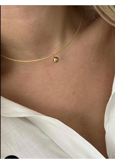 Çelik Ucu Topcuklu Tel Choker Kolye Çok Renkli
