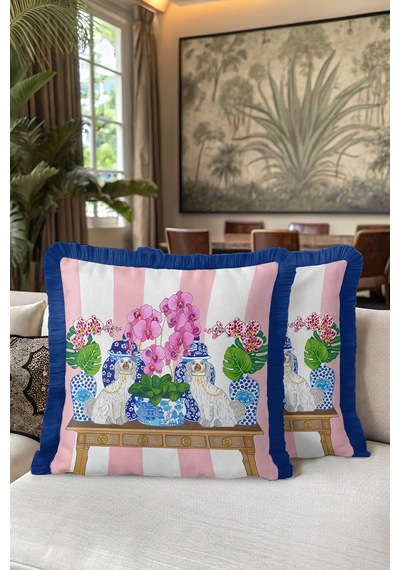 Çini Motifli Lüks Saçaklı Yastık Kılıfı - Klasik Modern Pembe Mavi Püsküllü Kırlent Kılıfı Batımı Elma Yeşili Çini Motifli Lüks Saçaklı Yastık Kılıfı - Klasik Modern Pembe Mavi Püsküllü Kırlent Kılıfı Batımı Elma Yeşili