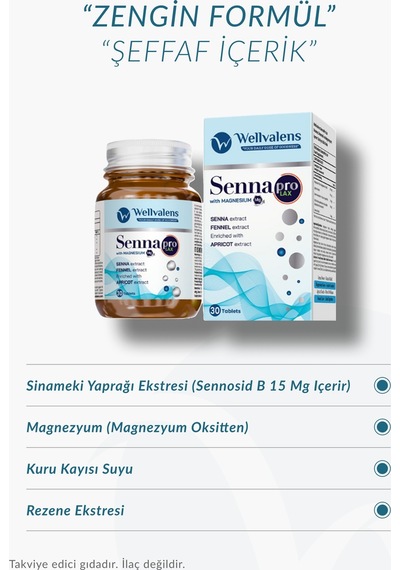 Wellvalens Sennapro Lax İkili Paket Sinameki, Magnezyum, Kayısı & Rezene İle Sindirim Konforu Ve Bağırsak Desteği 60 Tablet