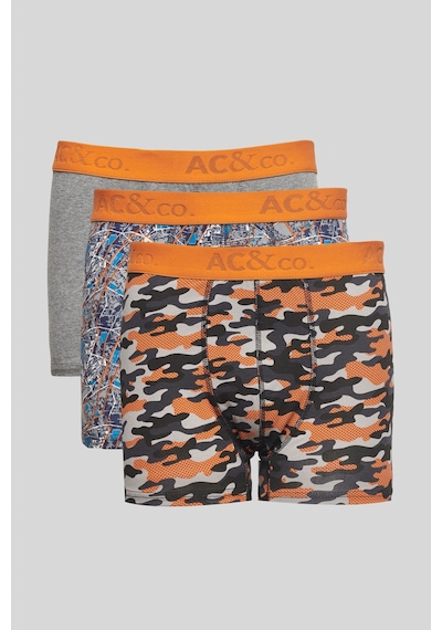 Ac&Co / Altınyıldız Classics Erkek Sıyah Turuncu 3'Lü Boxer Paketi 4A03231P3010Stcl Siyah - Turuncu