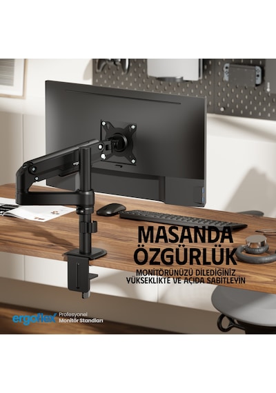 Ergoflex S8 Siyah 17-32inch Amortisörlü 9 Kg Monitör Standı 2026 Versiyon