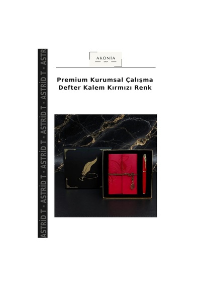 Premium Kurumsal Çalışma Defter Kalem Kırmızı Renk Çok Renkli
