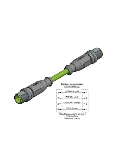 M12 Erkek-erkek D-kod / Code Profinet Kablo 2 Metre / 43-21330
