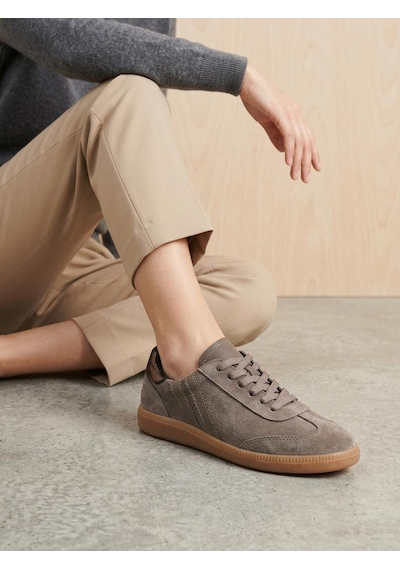 Venüs 2609920k Kadın Hakiki Süet Deri Çizgili Sneaker Ayakkabı Vizon