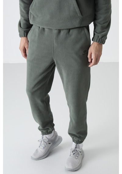 Tommy Life Çağla Yarım Fermuar Dik Yaka Lastik Paça Polar Erkek Eşofman Takımı - 85159 Yeşil