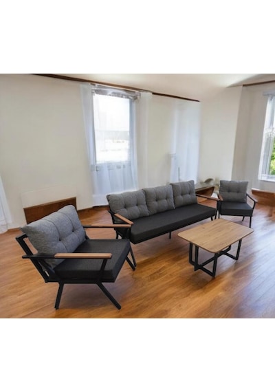 Pilocca Bahçe Ve Balkon Mobilyası Antrasit Gri 3+1+1 Sehpalı Anrasit - Gri