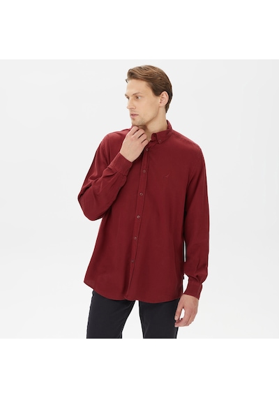 Nautica Nautıca Erkek Bordo Classıc Fıt Uzun Kollu Gömlek Düz W37232t Bordo