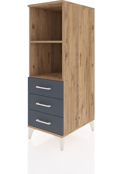 Kronos Dolap 2 Raflı 3 Çekmeceli 44x59x134 Çam-antrasit Atlas Çam