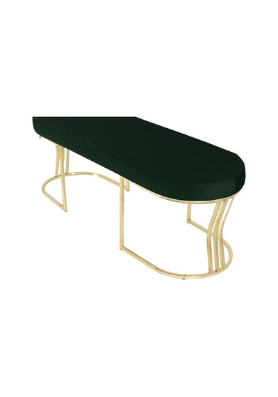 Viego Gold Smooth- Yeşil Kapitoneli Model Puf & Bench & Koltuk- Oturak-uzun Makyaj Puff-yatak Odası Ucu &önü