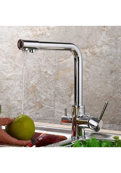 Rena Design Krom Aritmali Mutfak Eviye Bataryasi 3 Yollu L Boru Lüx Su Tasaruflu Musluk Garantili