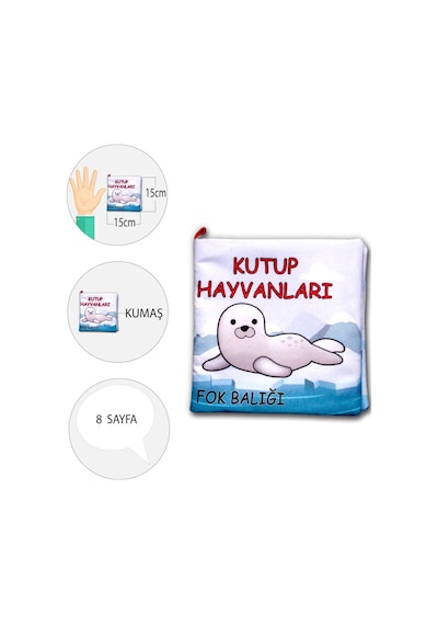 Tox Kutup Hayvanları Kumaş Sessiz Kitap T056 - Bez Kitap , Eğitici Oyuncak , Yumuşak Ve Hışırtılı