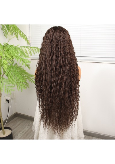 Afro Dalga Kumral Fiber Sentetik Tül Peruk - Zmff-582356 Renkli