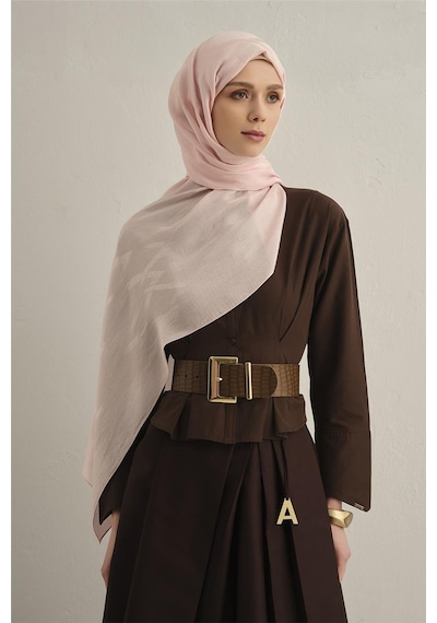 Armine Lyocell Naia Zikzak Desen Şal 1- 39 Pembe