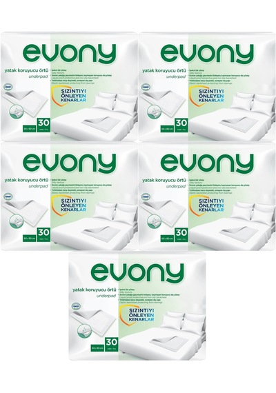Evony Hasta Yatak Koruyucu 60*90Cm 150 Adet (5PK*30) (Kaymaz Özel