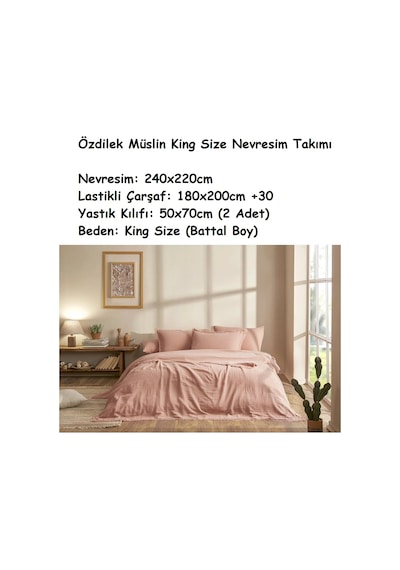 Özdilek Müslin -sofia Pudra- Battal Çift Kişilik Nevresim Takımı