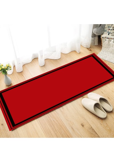 Dijital Kaymaz Yıkanabilir Mutfak Banyo Salon Paspas Halısı Trend Modern Al4007 Kırmızı