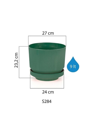Serinova Lüks Çizgili Desenli Saksı 9 Lt