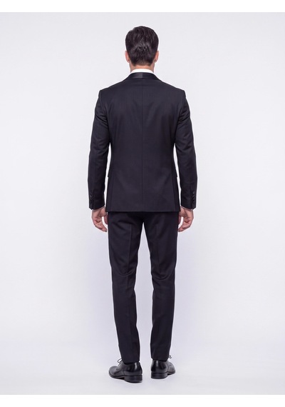 Siyah 6 Drop Slim Fit Yelekli Damatlık