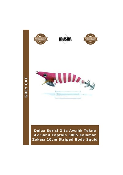 Delux Serisi Olta Avcılık Tekne Av Sahil Captain 3005 Kalamar Zokası 10cm Striped Body Squid
