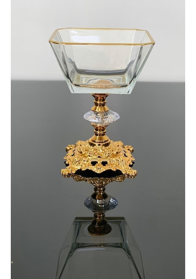 Daisyglass Lav Cam Lüx Gold Ayaklı Kase 6'lı Magnolia Dondurmalık