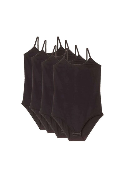 Jenerik 4 Adet İp Askılı Kadın Çıtçıtlı Body Siyah