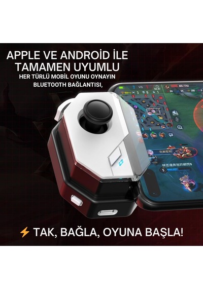 Coofbe Profesyonel Şarjlı Bluetooth Bağlantılı Telefon Joystick Kontrol Gamepad Mobil Oyun Kolu Tetik