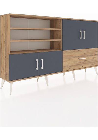 Arges Konsol 5 Raflı Tek Çekmeceli 4 Kapaklı 176x30x99 Çam-antras Çam-antrasit/çam Arges Konsol 5 Raflı Tek Çekmeceli 4 Kapaklı 176x30x99 Çam-antras Çam-antrasit/çam