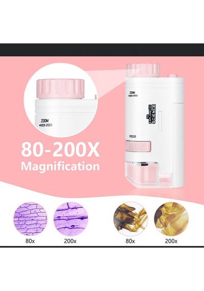 Mini Mikroskop Led Işık İle Gözlem Öğrenme İçin Yüksek Çözünürlük