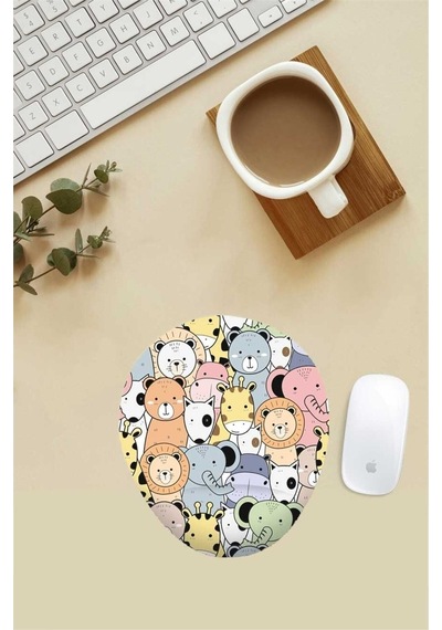 Karışık Hayvanlar Alemi Desenli Bilek Destekli Mouse Pad Mousepad