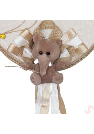 Pelüş Fil Süslemeli, 42cm Oval Kapı Süsü Çok Renkli