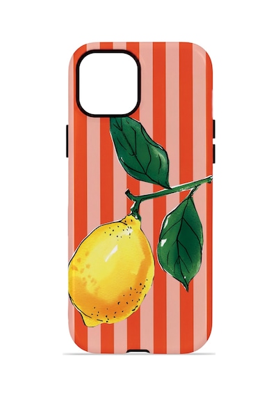 Apple iPhone Uyumlu 14 Vorian Çift Katmanlı Magsafe Kılıf Sicilian Lemon Red Stripe