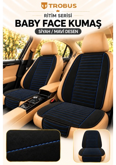 Trobus Ritim Hyundai H100 1994-2012 Baby Face 5'li Koltuk Minderi Siyah Mavi Desen