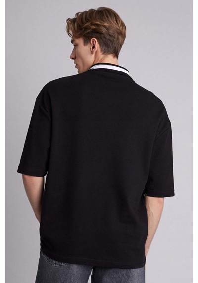 Defacto Loose Fıt Polo Yaka Kısa Kollu Polo Tişört G4270ax26smbk81 Siyah-bk81