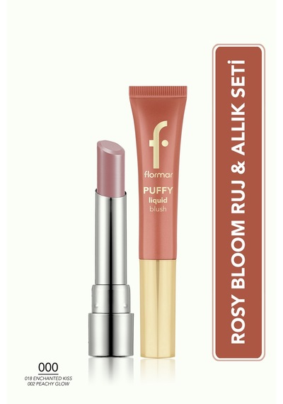 Flormar Rosy Bloom Ruj Ve Allık Seti - Sheer Up Nemlendirici Ruj Ve Puffy Liquid Likit Allık SET330