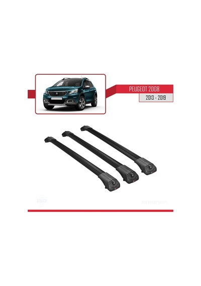 Peugeot 2008 2013-2019 Arası İle Uyumlu Ace-1 Ara Atkı Tavan Barı Siyah 3 Adet Bar