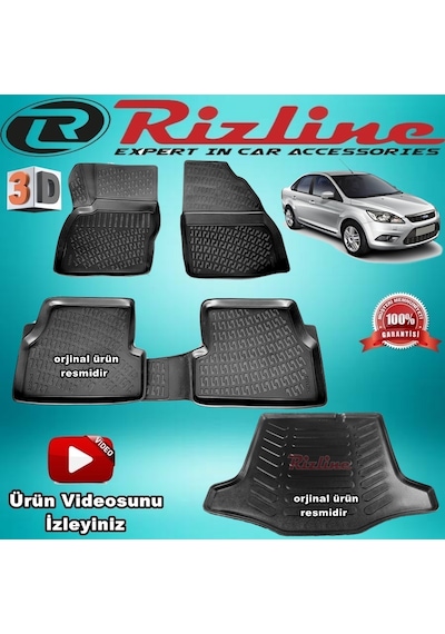 Ford Focus 2 3D Paspas+Bagaj Havuzu Siyah Sedan 2005-2011 Arası