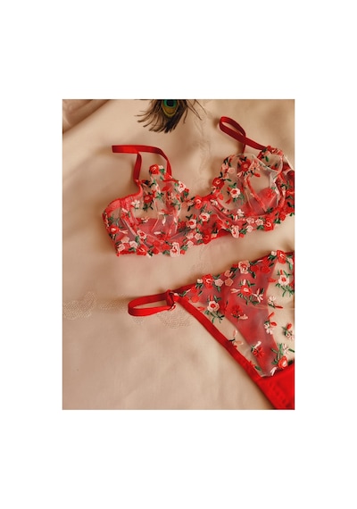 Demirsa Boutique Kırmızı Çiçek Desen Dantelli Bralet Takım Sütyen&tanga Kırmızı Çiçek Desen Demirsa Boutique Kırmızı Çiçek Desen Dantelli Bralet Takım Sütyen&tanga Kırmızı Çiçek Desen