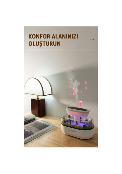 Robeve Yağmur Damlası Hava Nemlendirici - Aromaterapi Difüzör - 7 Renk Rgb - Dinlendirici Sesler - Sessiz Çalışma - Damlama Sesi - Otomatik Kapanma