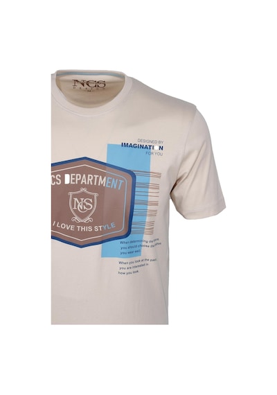 Ncs Bej Bisiklet Yaka Slim Fit Dar Kesim Baskılı T-shirt 1216-bej Bej
