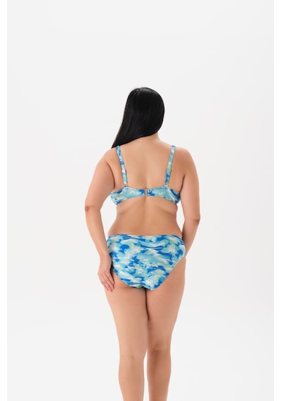 Büyük Beden Mavi Balenli Toparlayıcı Bikini Takım