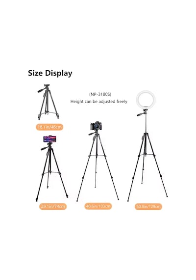 Apple Uyumlu iPhone  12 Pro Max  Np-3180s 129 Cm Tripod Bluetooth Kumandalı Profesyonel Tripod