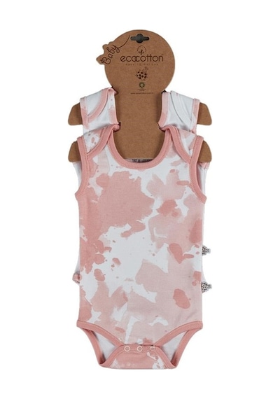 Veropukahome Ecocotton Rosa Kız Bebek Zıbın Seti Kolsuz 2'Li Somon Pembe
