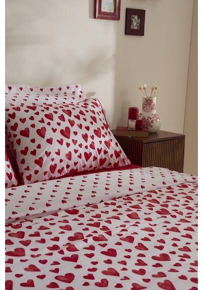 Karaca Home Amour Bliss %100 Pamuk Tek Kişilik Nevresim Takımı Kırmızı Kırmızı