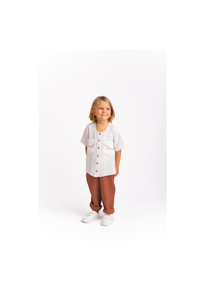 Oliven The Kid Müslin Cepleri Nakışlı Takım Kiremit Kiremit